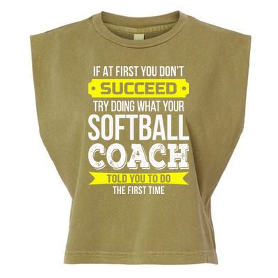 Softball Coach If At First You Dont Succeed Funny Garment-Dyed Women's Muscle Tee