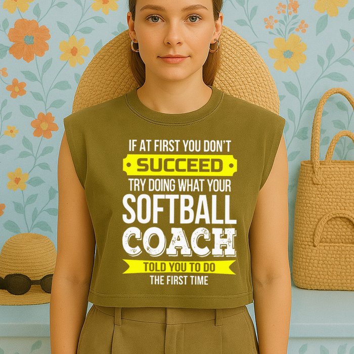 Softball Coach If At First You Dont Succeed Funny Garment-Dyed Women's Muscle Tee