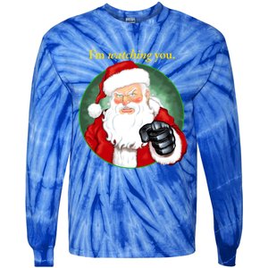 Santa Claus IM Watching You Funny Christmas Cool Gift Tie-Dye Long Sleeve Shirt