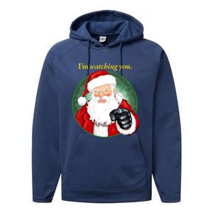 Santa Claus IM Watching You Funny Christmas Cool Gift Performance Fleece Hoodie