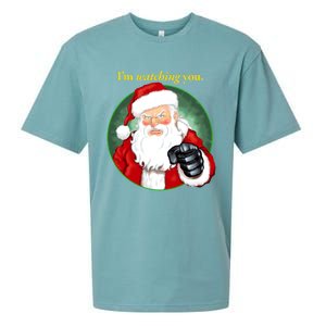 Santa Claus IM Watching You Funny Christmas Cool Gift Sueded Cloud Jersey T-Shirt