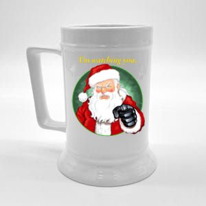 Santa Claus IM Watching You Funny Christmas Cool Gift Beer Stein