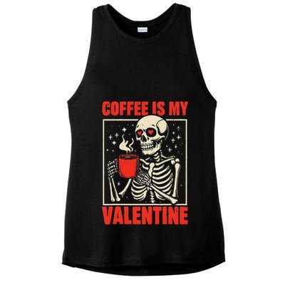 Skeleton Coffee Is My Valentine Valentines Day Ladies PosiCharge Tri-Blend Wicking Tank