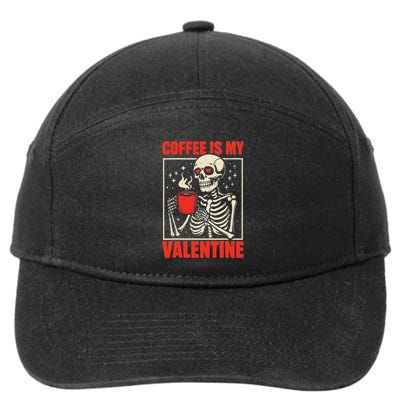 Skeleton Coffee Is My Valentine Valentines Day 7-Panel Snapback Hat
