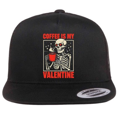 Skeleton Coffee Is My Valentine Valentines Day Flatbill Hat