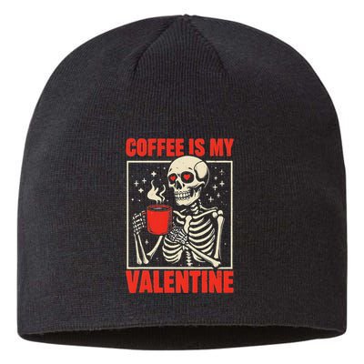Skeleton Coffee Is My Valentine Valentines Day Sustainable Beanie