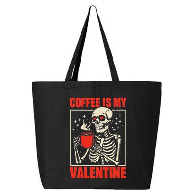 Skeleton Coffee Is My Valentine Valentines Day 25L Jumbo Tote