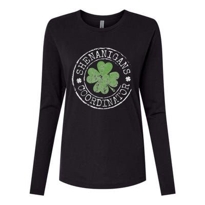 Shenanigans Coordinator Irish Clovers St Patricks Day Womens Cotton Relaxed Long Sleeve T-Shirt