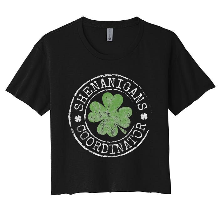 Shenanigans Coordinator Irish Clovers St Patricks Day Women's Crop Top Tee