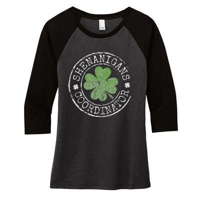 Shenanigans Coordinator Irish Clovers St Patricks Day Women's Tri-Blend 3/4-Sleeve Raglan Shirt