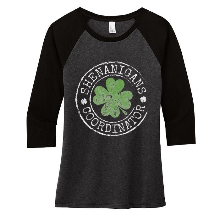 Shenanigans Coordinator Irish Clovers St Patricks Day Women's Tri-Blend 3/4-Sleeve Raglan Shirt