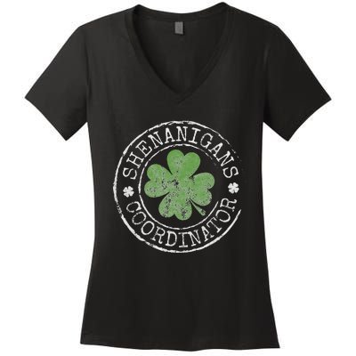 Shenanigans Coordinator Irish Clovers St Patricks Day Women's V-Neck T-Shirt