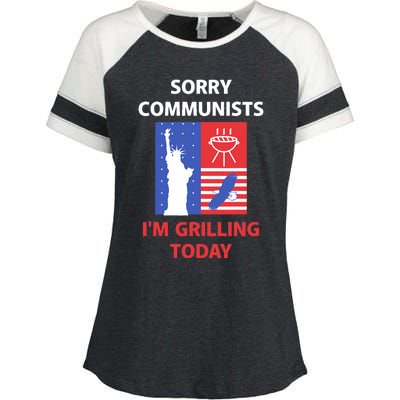 Sorry Communists IM Grilling Today Enza Ladies Jersey Colorblock Tee