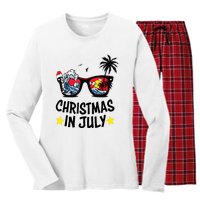 Sunglasses Christmas In July Santa Hat Summer Vacation Cute Women's Long Sleeve Flannel Pajama Set 