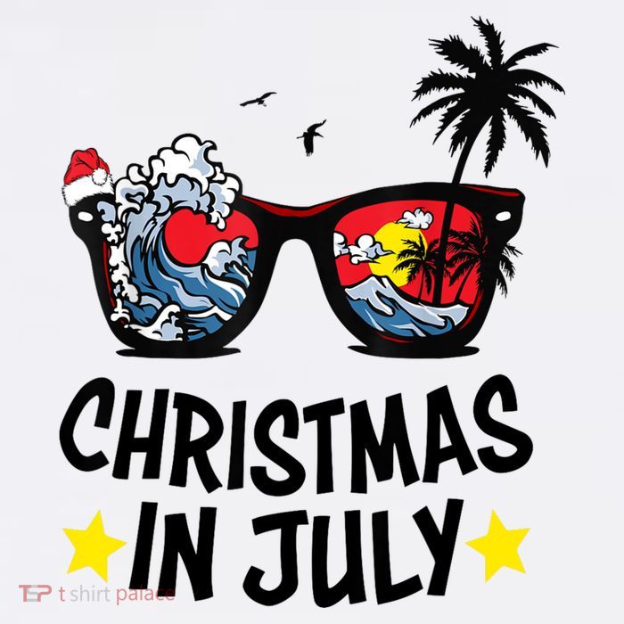 Sunglasses Christmas In July Santa Hat Summer Vacation Cute Flatbill Hat