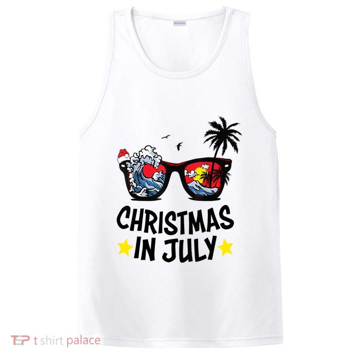 Sunglasses Christmas In July Santa Hat Summer Vacation Cute PosiCharge Competitor Tank