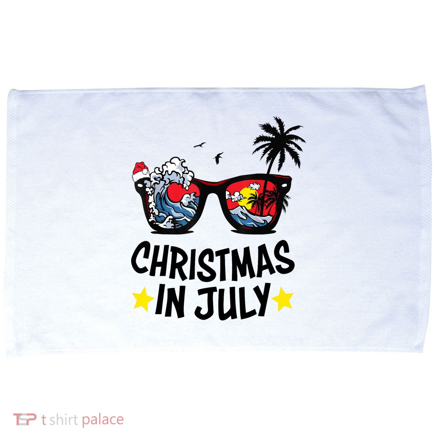 Sunglasses Christmas In July Santa Hat Summer Vacation Cute Microfiber Hand Towel