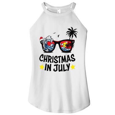 Sunglasses Christmas In July Santa Hat Summer Vacation Cute Women’s Perfect Tri Rocker Tank