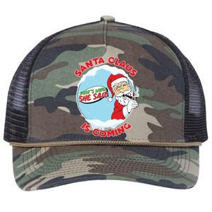 Santa Claus Is Coming Thats What She Said Retro Rope Trucker Hat Cap