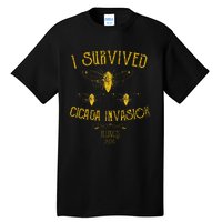 Survived Cicada Invasion Illinois Usa 2024 Yellow Grunge Tall T-Shirt