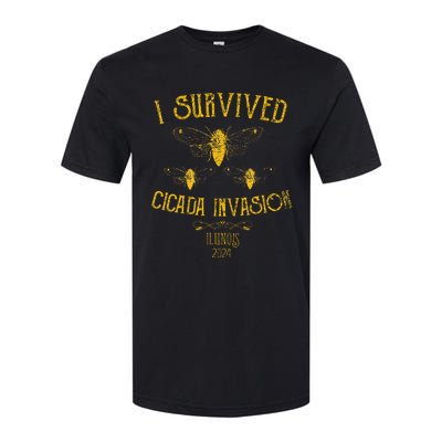 Survived Cicada Invasion Illinois Usa 2024 Yellow Grunge Softstyle CVC T-Shirt