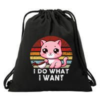 Sunset Cat I Do What I Want Drawstring Bag