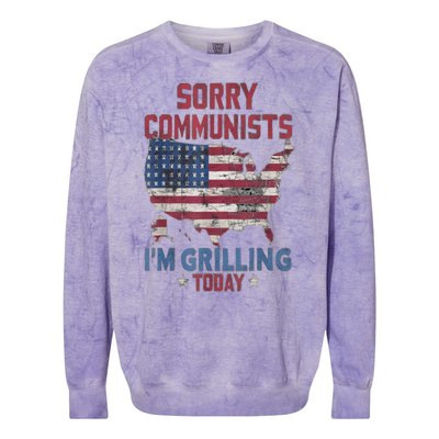 Sorry Communists Im Grilling Today Funny 4th Of July Bbq Colorblast Crewneck Sweatshirt