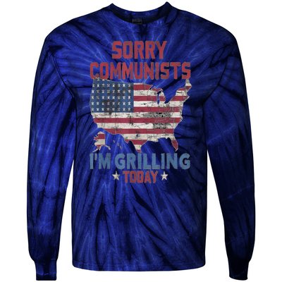 Sorry Communists Im Grilling Today Funny 4th Of July Bbq Tie-Dye Long Sleeve Shirt