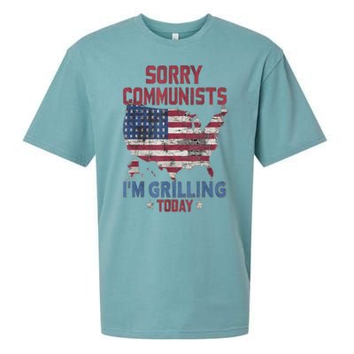 Sorry Communists Im Grilling Today Funny 4th Of July Bbq Sueded Cloud Jersey T-Shirt