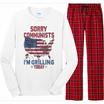 Sorry Communists Im Grilling Today Funny 4th Of July Bbq Long Sleeve Pajama Set