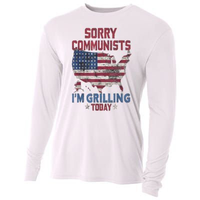 Sorry Communists Im Grilling Today Funny 4th Of July Bbq Cooling Performance Long Sleeve Crew