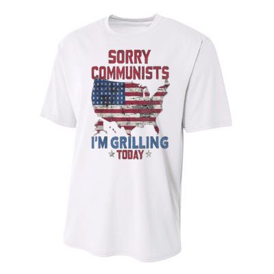 Sorry Communists Im Grilling Today Funny 4th Of July Bbq Performance Sprint T-Shirt