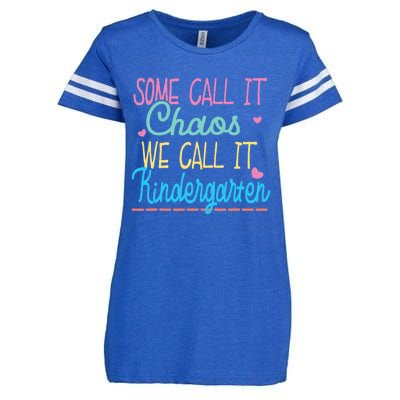 Some Call It Chaos We Call It Kindergarten Funny Teacher Enza Ladies Jersey Football T-Shirt