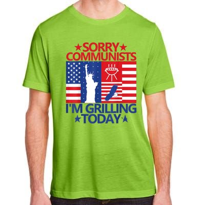 Sorry Communists Im Grilling Today Funny 4th Of July Bbq Adult ChromaSoft Performance T-Shirt