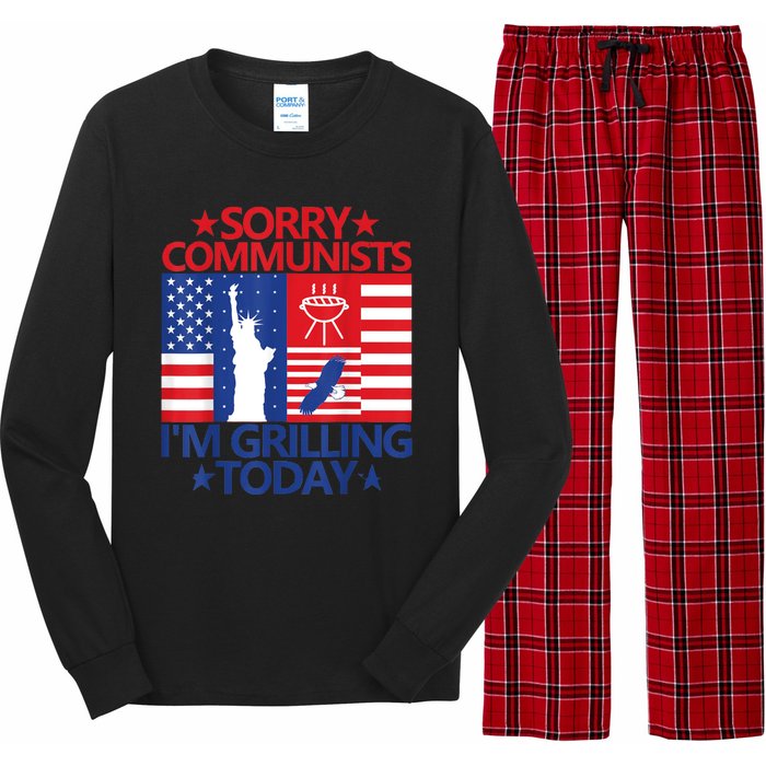 Sorry Communists Im Grilling Today Funny 4th Of July Bbq Long Sleeve Pajama Set