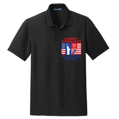 Sorry Communists Im Grilling Today Funny 4th Of July Bbq Dry Zone Grid Polo