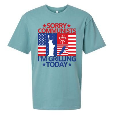 Sorry Communists Im Grilling Today Funny 4th Of July Bbq Sueded Cloud Jersey T-Shirt