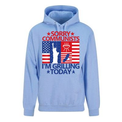 Sorry Communists Im Grilling Today Funny 4th Of July Bbq Unisex Surf Hoodie