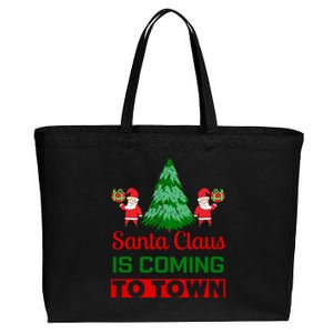 Santa Claus Is Coming To Town Cotton Canvas Jumbo Tote