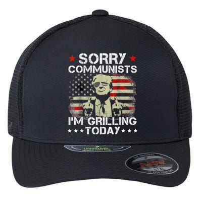 Sorry Communists Im Grilling Today Funny 4th Of July Bbq Flexfit Unipanel Trucker Cap