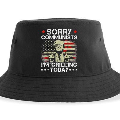 Sorry Communists Im Grilling Today Funny 4th Of July Bbq Sustainable Bucket Hat