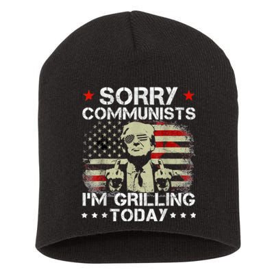 Sorry Communists Im Grilling Today Funny 4th Of July Bbq Short Acrylic Beanie