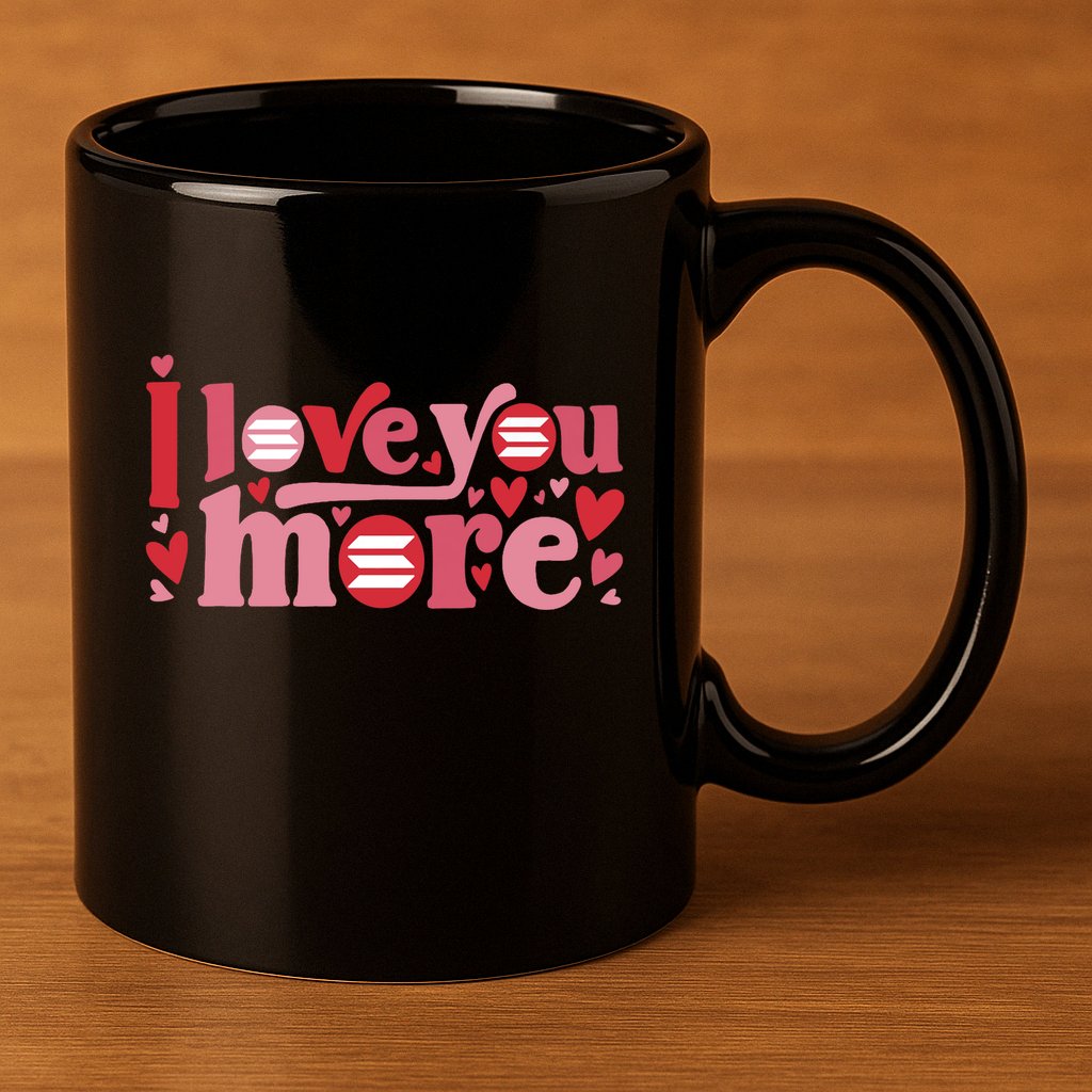 Solana Crypto I Love You More Cryptocurrency Pink Heart Premium 11oz C Handle Ceramic Mug