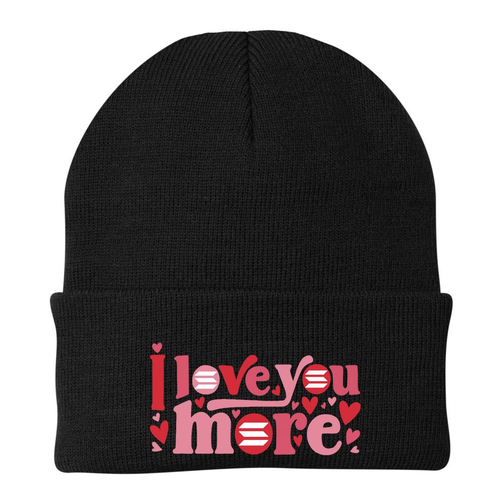 Solana Crypto I Love You More Cryptocurrency Pink Heart Premium Beanie