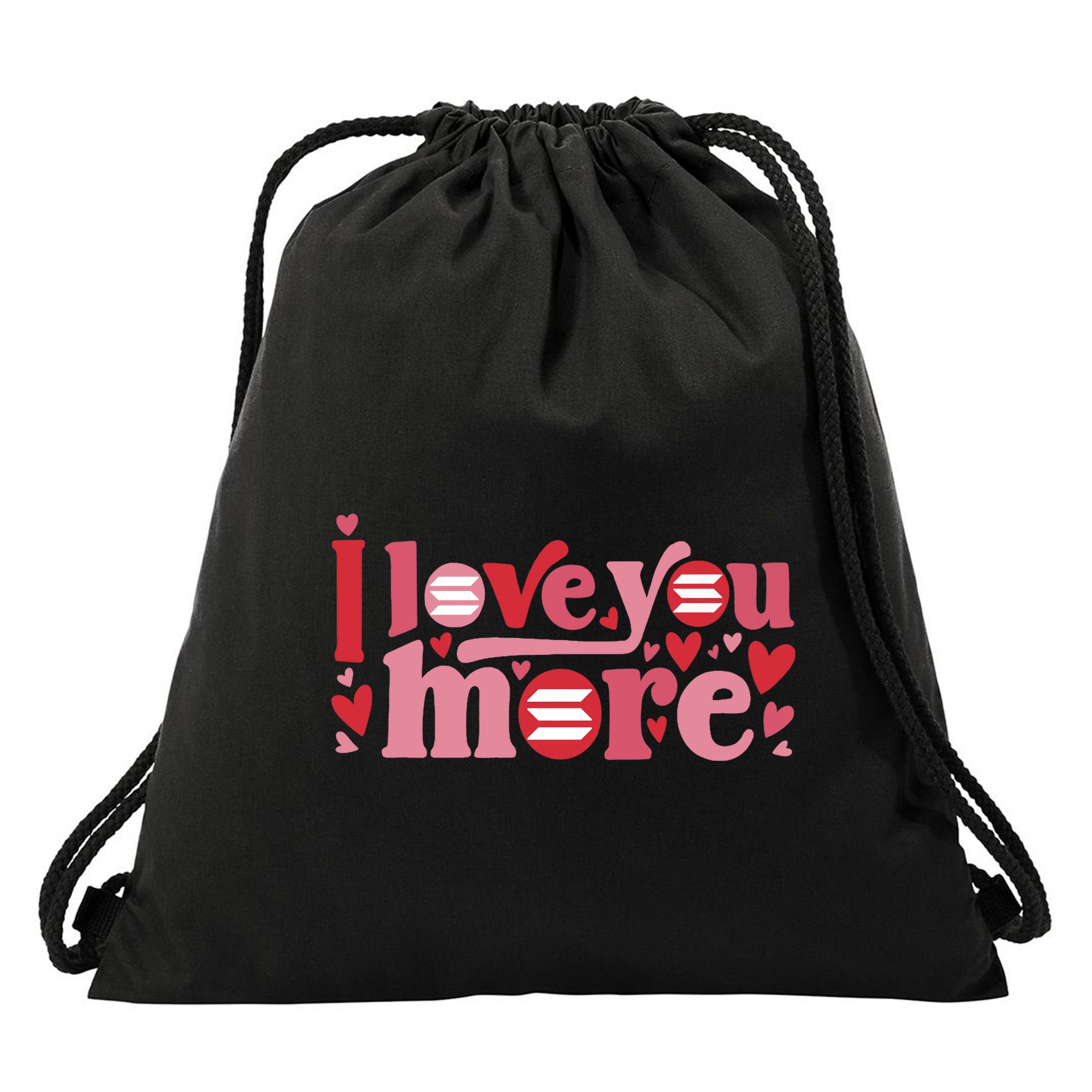 Solana Crypto I Love You More Cryptocurrency Pink Heart Premium Drawstring Bag