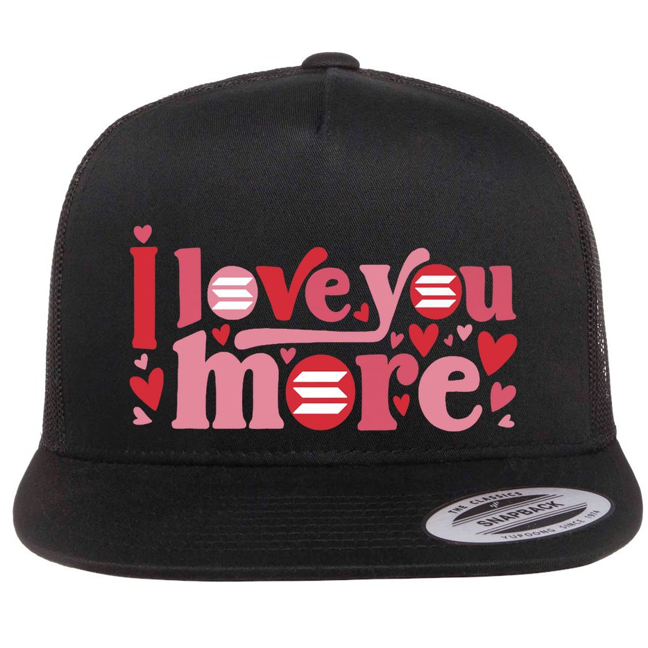 Solana Crypto I Love You More Cryptocurrency Pink Heart Premium Flat Bill Trucker Hat