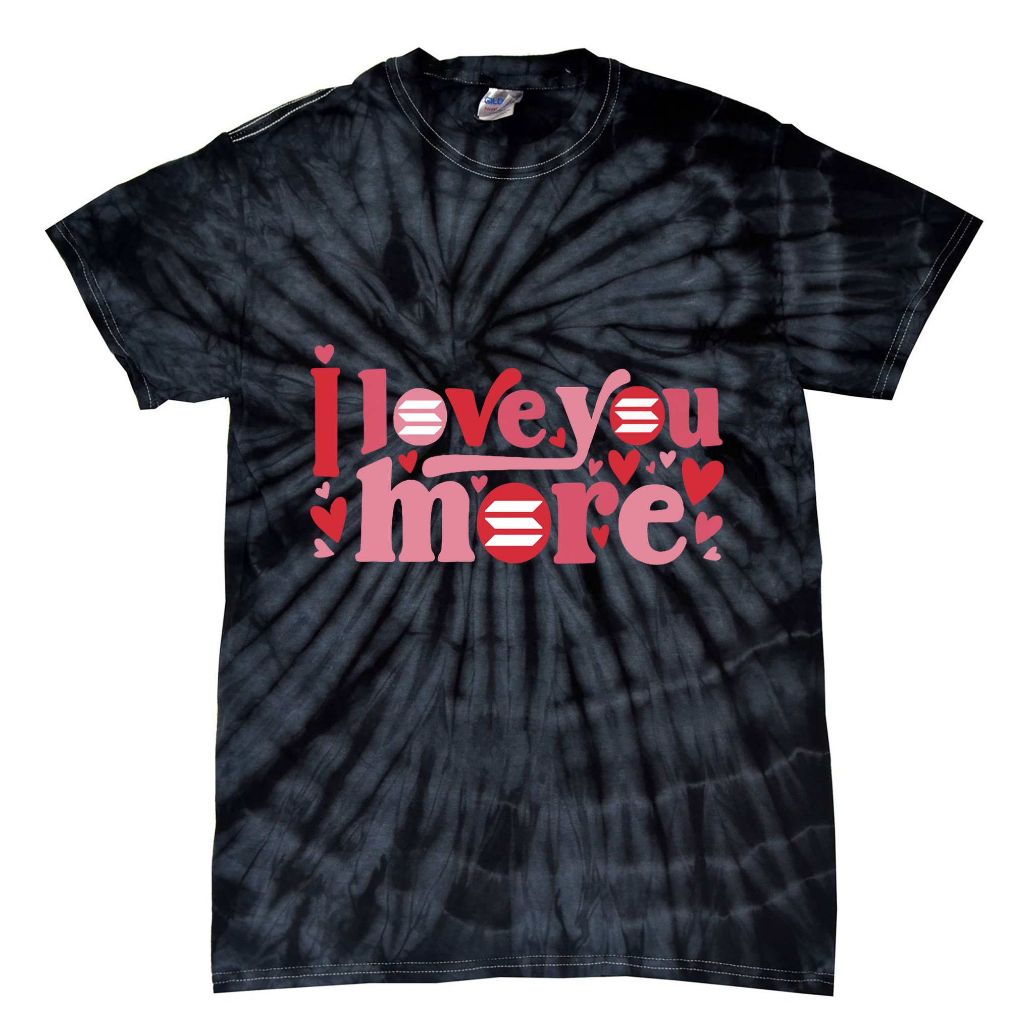 Solana Crypto I Love You More Cryptocurrency Pink Heart Premium Tie-Dye T-Shirt