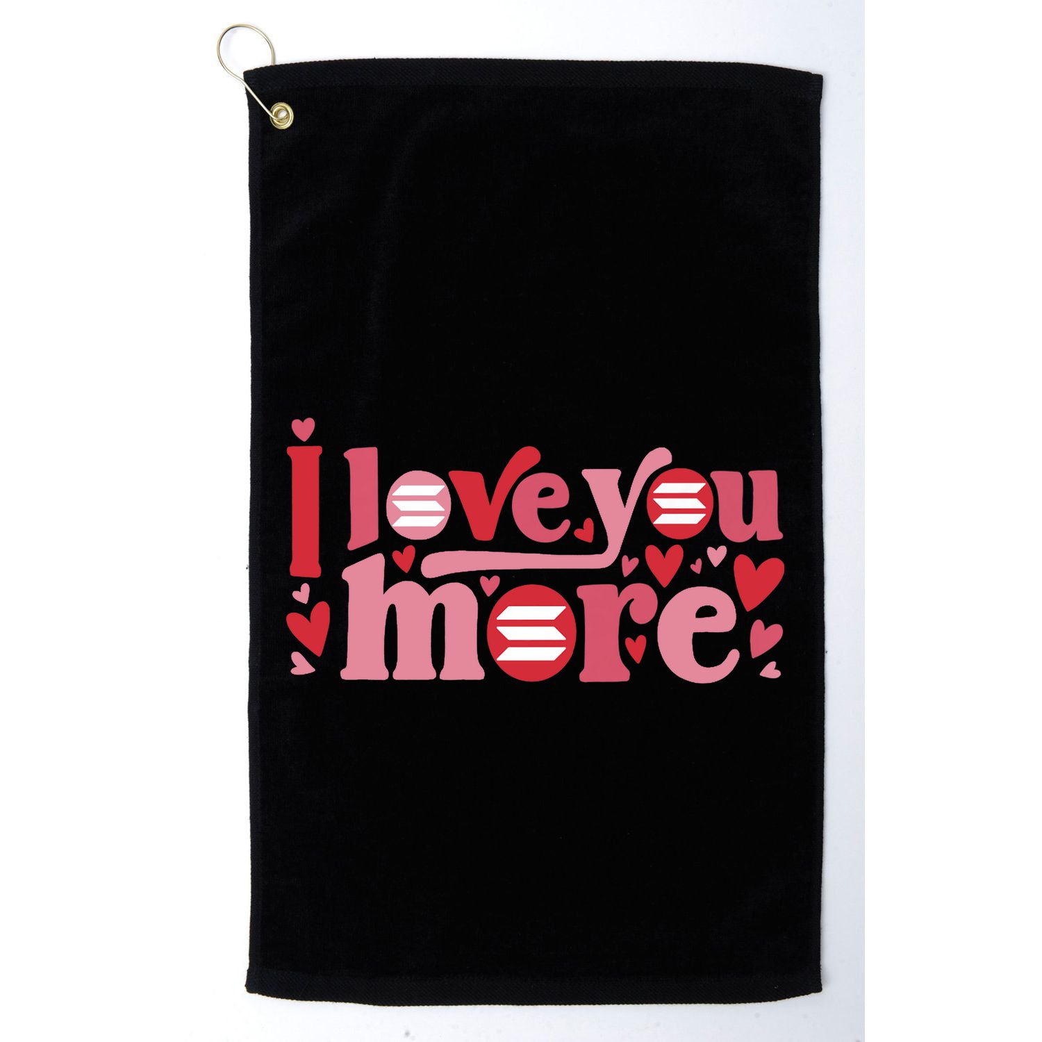 Solana Crypto I Love You More Cryptocurrency Pink Heart Premium Golf Towel