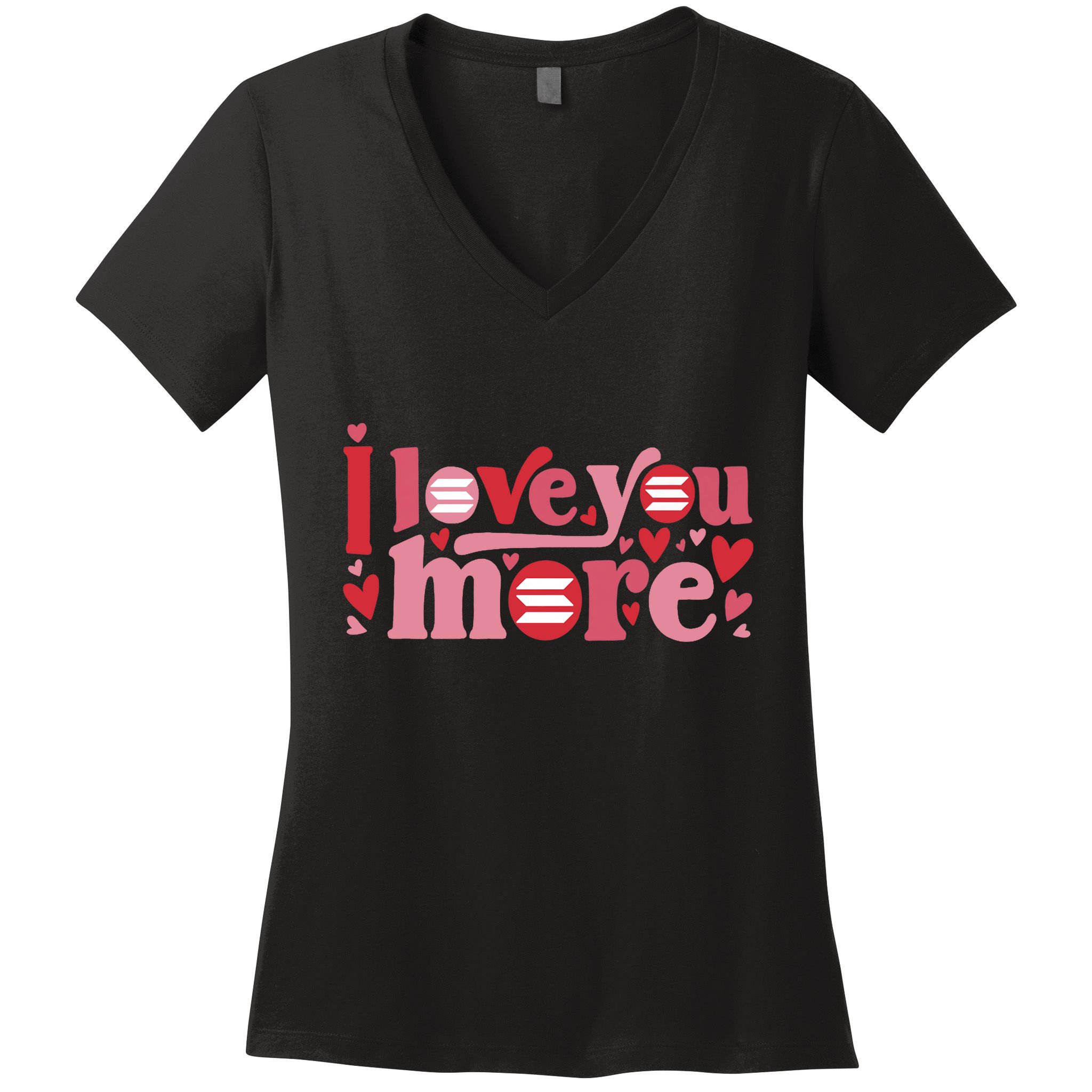 Solana Crypto I Love You More Cryptocurrency Pink Heart Premium Women's V-Neck T-Shirt