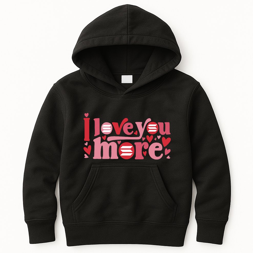 Solana Crypto I Love You More Cryptocurrency Pink Heart Premium Kids Hoodie